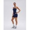 image:imageSUUKSESS Women 2 Piece Workout Sets Padded Gym Yoga Tank Top High Waisted Biker Shorts with PocketsNavy Blue
