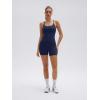 image:imageSUUKSESS Women 2 Piece Workout Sets Padded Gym Yoga Tank Top High Waisted Biker Shorts with PocketsNavy Blue