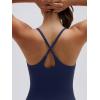 image:imageSUUKSESS Women 2 Piece Workout Sets Padded Gym Yoga Tank Top High Waisted Biker Shorts with PocketsNavy Blue