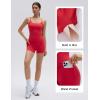 image:imageSUUKSESS Women 2 Piece Workout Sets Padded Gym Yoga Tank Top High Waisted Biker Shorts with PocketsRed