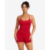 image:imageSUUKSESS Women 2 Piece Workout Sets Padded Gym Yoga Tank Top High Waisted Biker Shorts with PocketsRed