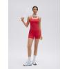 image:imageSUUKSESS Women 2 Piece Workout Sets Padded Gym Yoga Tank Top High Waisted Biker Shorts with PocketsRed