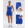 image:imageSUUKSESS Women 2 Piece Workout Sets Padded Gym Yoga Tank Top High Waisted Biker Shorts with PocketsSapphire