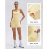 image:imageSUUKSESS Women 2 Piece Workout Sets Padded Gym Yoga Tank Top High Waisted Biker Shorts with PocketsYellowdouble Lined