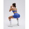 image:imageSUUKSESS Women 2 Piece Workout Sets Padded Halter Sports Bras High Waisted Biker Shorts with PocketsBlue