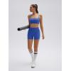 image:imageSUUKSESS Women 2 Piece Workout Sets Padded Halter Sports Bras High Waisted Biker Shorts with PocketsBlue