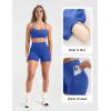 image:imageSUUKSESS Women 2 Piece Workout Sets Padded Halter Sports Bras High Waisted Biker Shorts with PocketsBlue