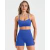 image:imageSUUKSESS Women 2 Piece Workout Sets Padded Halter Sports Bras High Waisted Biker Shorts with PocketsBlue