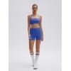 image:imageSUUKSESS Women 2 Piece Workout Sets Padded Halter Sports Bras High Waisted Biker Shorts with PocketsBlue