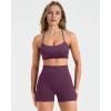 image:imageSUUKSESS Women 2 Piece Workout Sets Padded Halter Sports Bras High Waisted Biker Shorts with PocketsDeep Purple