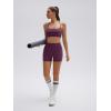 image:imageSUUKSESS Women 2 Piece Workout Sets Padded Halter Sports Bras High Waisted Biker Shorts with PocketsDeep Purple