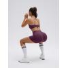 image:imageSUUKSESS Women 2 Piece Workout Sets Padded Halter Sports Bras High Waisted Biker Shorts with PocketsDeep Purple