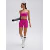 image:imageSUUKSESS Women 2 Piece Workout Sets Padded Halter Sports Bras High Waisted Biker Shorts with PocketsHot Pink