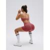 image:imageSUUKSESS Women 2 Piece Workout Sets Padded Halter Sports Bras High Waisted Biker Shorts with PocketsMaroon