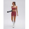 image:imageSUUKSESS Women 2 Piece Workout Sets Padded Halter Sports Bras High Waisted Biker Shorts with PocketsMaroon