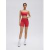 image:imageSUUKSESS Women 2 Piece Workout Sets Padded Halter Sports Bras High Waisted Biker Shorts with PocketsRed