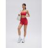 image:imageSUUKSESS Women 2 Piece Workout Sets Padded Halter Sports Bras High Waisted Biker Shorts with PocketsRed
