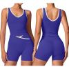 image:imageSUUKSESS Women 2 Piece Workout Sets Built in Bra Yoga Tank Top High Waisted Tummy Control Biker ShortsPeacock Blue