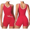 image:imageSUUKSESS Women 2 Piece Workout Sets Built in Bra Yoga Tank Top High Waisted Tummy Control Biker ShortsRed