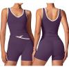 image:imageSUUKSESS Women 2 Piece Workout Sets Built in Bra Yoga Tank Top High Waisted Tummy Control Biker ShortsViolet