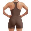 image:imageSUUKSESS Women 2 Piece Workout Sets High Waisted Biker Shorts with Pockets Built in bra Racerback Tank TopsBrown