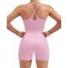 image:imageSUUKSESS Women 2 Piece Workout Sets Padded Gym Yoga Tank Top High Waisted Biker Shorts with PocketsLight Pinkdouble Lined