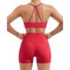 image:imageSUUKSESS Women 2 Piece Workout Sets Padded Halter Sports Bras High Waisted Biker Shorts with PocketsRed