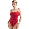 image:imageSUUKSESS Women Square Neck Lace Bodysuit Sleeveless Spaghetti Strap Tank TopRed Polka Dots