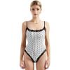 image:imageSUUKSESS Women Square Neck Lace Bodysuit Sleeveless Spaghetti Strap Tank TopWhite Polka Dots