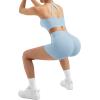 image:imageSUUKSESS Women 2 Piece Workout Sets High Waisted Tummy Control Biker Shorts Halter Padded Tank TopsBaby Blue