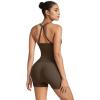 image:imageSUUKSESS Women 2 Piece Workout Sets High Waisted Tummy Control Biker Shorts Halter Padded Tank TopsBrown