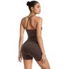 image:imageSUUKSESS Women 2 Piece Workout Sets High Waisted Tummy Control Biker Shorts Halter Padded Tank TopsBrown Polka Dots
