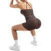 image:imageSUUKSESS Women 2 Piece Workout Sets High Waisted Tummy Control Biker Shorts Halter Padded Tank TopsBrown Polka Dots
