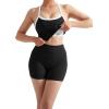 image:imageSUUKSESS Women 2 Piece Workout Sets High Waisted Tummy Control Biker Shorts Halter Padded Tank TopsColorblock Black