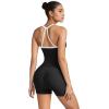 image:imageSUUKSESS Women 2 Piece Workout Sets High Waisted Tummy Control Biker Shorts Halter Padded Tank TopsColorblock Black