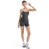 image:imageSUUKSESS Women 2 Piece Workout Sets High Waisted Tummy Control Biker Shorts Halter Padded Tank TopsColorblock Grey