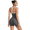 image:imageSUUKSESS Women 2 Piece Workout Sets High Waisted Tummy Control Biker Shorts Halter Padded Tank TopsColorblock Grey