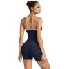 image:imageSUUKSESS Women 2 Piece Workout Sets High Waisted Tummy Control Biker Shorts Halter Padded Tank TopsColorblock Navy Blue