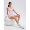 image:imageSUUKSESS Women 2 Piece Workout Sets High Waisted Tummy Control Biker Shorts Halter Padded Tank TopsColorblock Pink