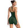image:imageSUUKSESS Women 2 Piece Workout Sets High Waisted Tummy Control Biker Shorts Halter Padded Tank TopsDark Green