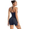 image:imageSUUKSESS Women 2 Piece Workout Sets High Waisted Tummy Control Biker Shorts Halter Padded Tank TopsDeep Navy Blue