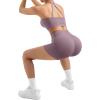 image:imageSUUKSESS Women 2 Piece Workout Sets High Waisted Tummy Control Biker Shorts Halter Padded Tank TopsHemp Pink