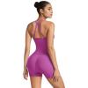 image:imageSUUKSESS Women 2 Piece Workout Sets High Waisted Tummy Control Biker Shorts Halter Padded Tank TopsHot Pink