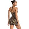 image:imageSUUKSESS Women 2 Piece Workout Sets High Waisted Tummy Control Biker Shorts Halter Padded Tank TopsLeopard