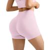 image:imageSUUKSESS Women 2 Piece Workout Sets High Waisted Tummy Control Biker Shorts Halter Padded Tank TopsLight Pinkdouble Lined