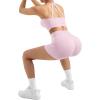 image:imageSUUKSESS Women 2 Piece Workout Sets High Waisted Tummy Control Biker Shorts Halter Padded Tank TopsLight Pinkdouble Lined