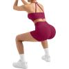 image:imageSUUKSESS Women 2 Piece Workout Sets High Waisted Tummy Control Biker Shorts Halter Padded Tank TopsMagenta