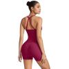 image:imageSUUKSESS Women 2 Piece Workout Sets High Waisted Tummy Control Biker Shorts Halter Padded Tank TopsMagenta