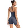 image:imageSUUKSESS Women 2 Piece Workout Sets High Waisted Tummy Control Biker Shorts Halter Padded Tank TopsNavy Blue
