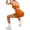image:imageSUUKSESS Women 2 Piece Workout Sets High Waisted Tummy Control Biker Shorts Halter Padded Tank TopsOrange